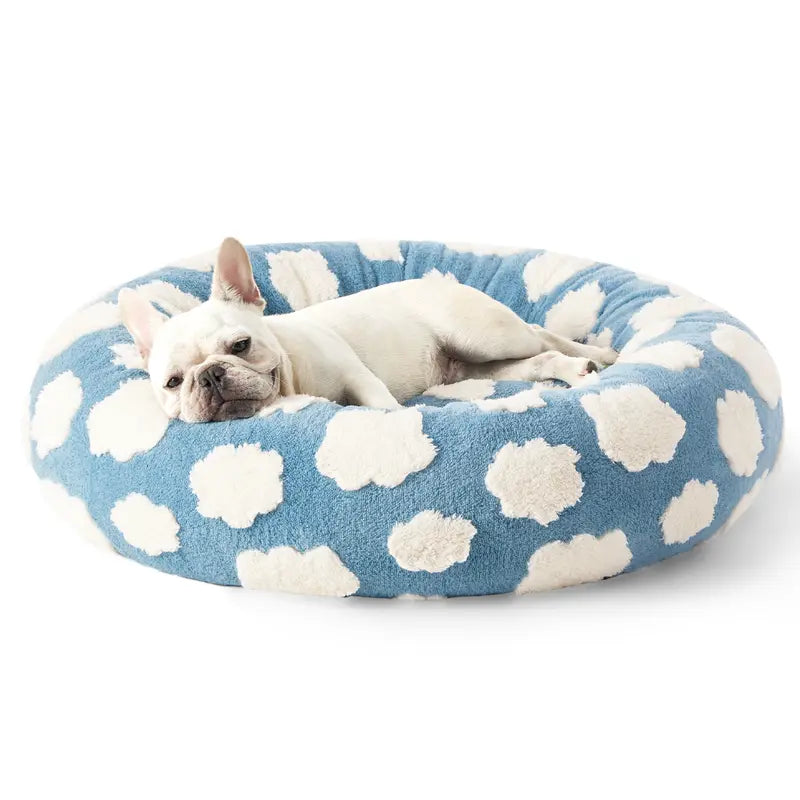 Lesure Donut Small Dog Bed - round Cat Beds for Indoor Cats Calming Pet Beds, Cute Modern Beds with Jacquard Shaggy Plush & anti Slip Bottom