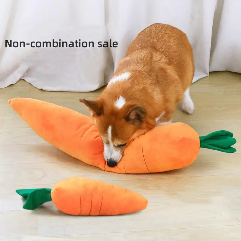 Carrot Design Pet Plush Toy, Durable Chewable Stuffed Animal Plushie, Easter Essentials for Cats Kittens Dogs